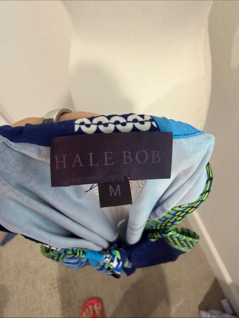 Hale Bob - Sleeveless Halter Print Top in Navy & Lime NWOT - Picture 4 of 5